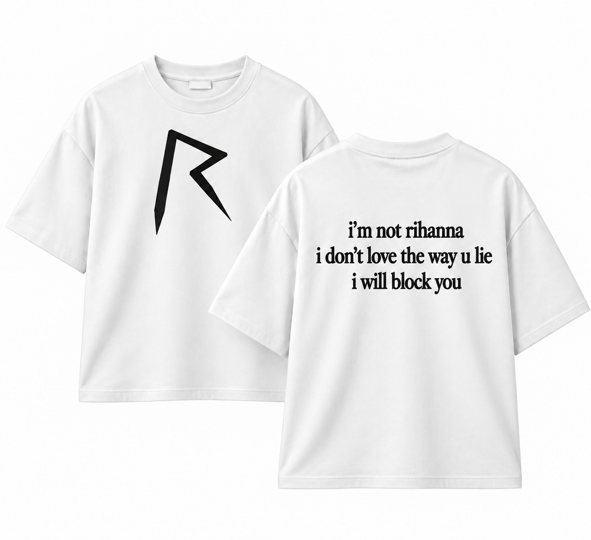 "I’m Not Rihanna" Oversized T-Shirt – Minimal Red & White Streetwear