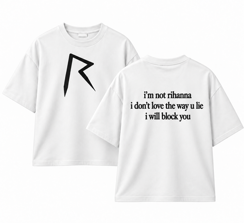 "I’m Not Rihanna" Oversized T-Shirt – Minimal Red & White Streetwear