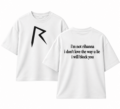 "I’m Not Rihanna" Oversized T-Shirt – Minimal Red & White Streetwear - Nomad.Ma
