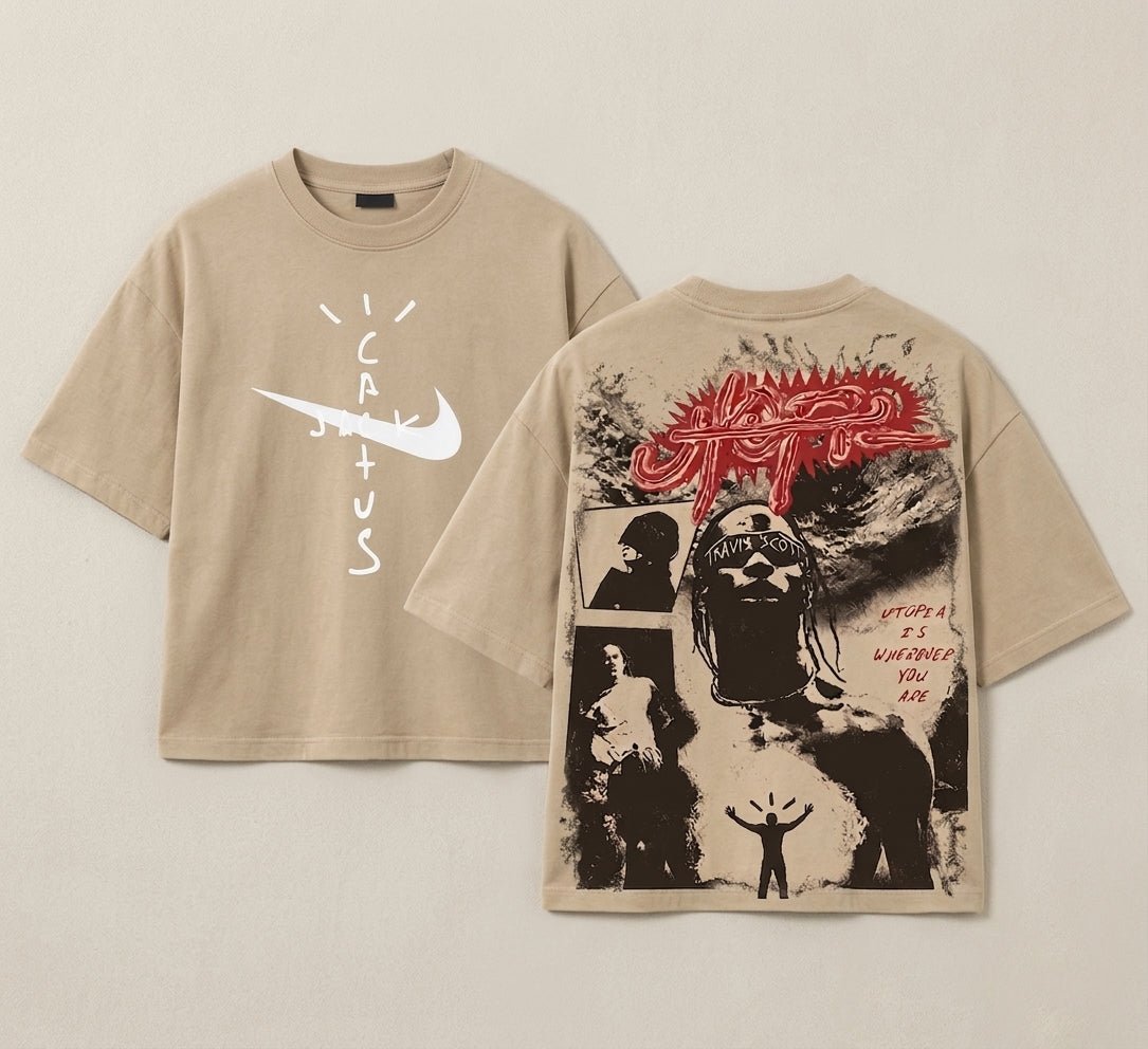 Travis Scott Cactus Jack Heritage Oversized Graphic T-Shirt - Nomad.Ma