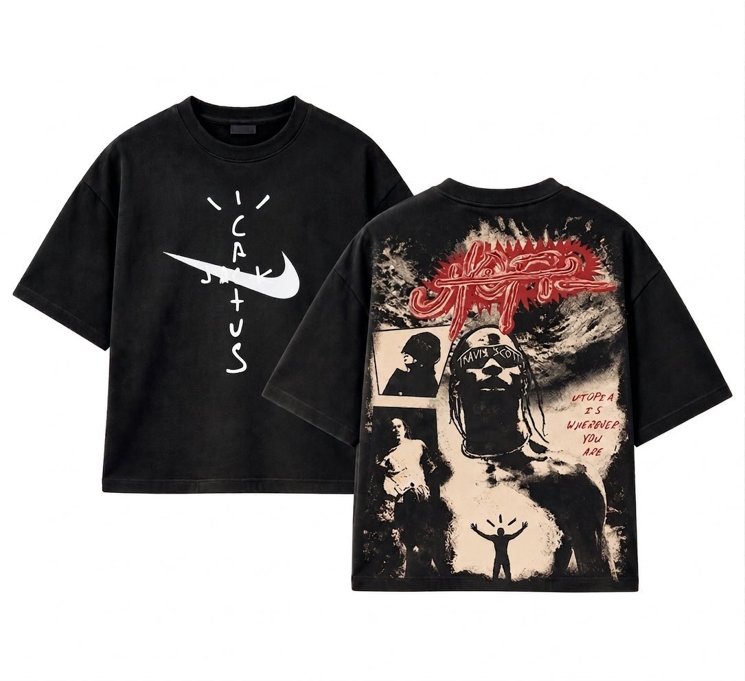 Travis Scott Cactus Jack Heritage Oversized Graphic T-Shirt - Nomad.Ma